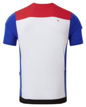 RONHILL Koszulka biegowa męska TECH ULTRA 1/2 ZIP TEE biało-niebiesko-czerw