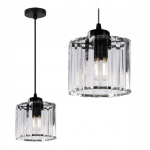Lampa Sufitowa Wisząca Kryształ Czarna Glamour