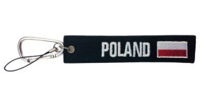 Breloczek Polska z flaga-dwustronny,czarny