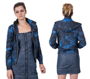 Kurtka Damska Wiatrówka z Kapturem 1504 L niebieska