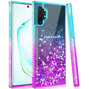 Etui SAMSUNG GALAXY S21+ PLUS Diamond Liquid Przelewany Brokat niebiesko-fi