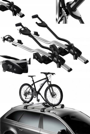 2x Thule Proride 598 Silver Bagażnik rowerowy na dach