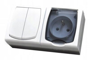 OSPEL MADERA IP44 Gniazdo + łącz podw ZH-NŁ2G/00/d