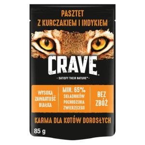 CRAVE Pasztet z Indykiem i Kurczakiem 85g Saszetka - mokra karma bezzbożowa