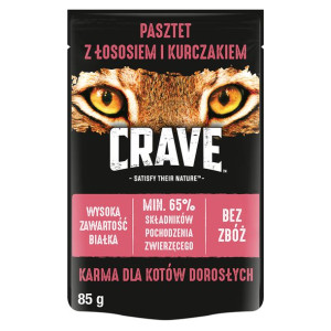 CRAVE Pasztet z Łososiem i Kurczakiem 85g Saszetka - mokra karma bezzbożowa