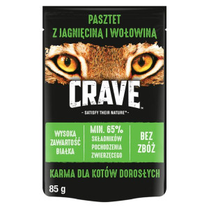 CRAVE Pasztet z Jagnięciną i Wołowiną 85g Saszetka - mokra karma bezzbożowa