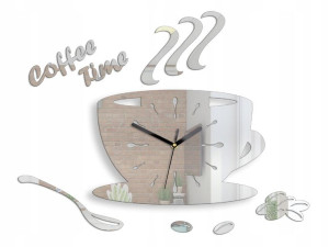 Zegar Ścienny Duży Coffe Filiżanka Lustro Cichy
