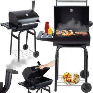 Grill Węglowy Ogrodowy Przenośny Z Pokrywą + Komin