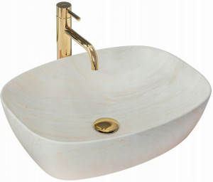 Umywalka Ceramiczna Nablatowa FREJA IVORY MAT WZÓR