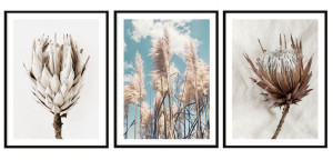 OBRAZ PLAKAT W RAMIE Tryptyk Boho P2096