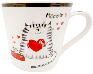 Wyjątkowy Kubek Porcelana Zakochany Kot 400ml.