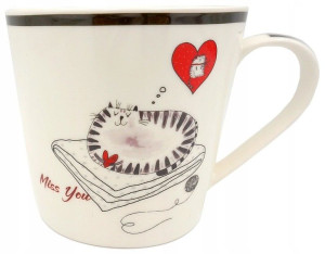 Kubek Porcelana Kot Tęskni Za Dziewczyną 400ml.
