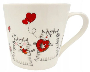 Wyjątkowy Kubek Porcelana Zakochane Koty 400ml.