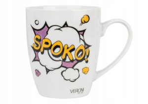 Stylowy Kubek Porcelana Hasło - Spoko - 360ml.