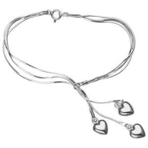 Bransoletka Potrójna Serce 18cm Srebro 925