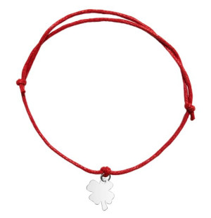 Bransoletka sznurkowa koniczynka srebro 925
