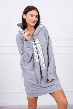Modna Dresowa Sukienka Bluza Oversize Szara
