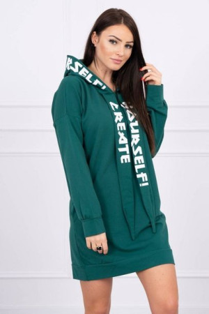 Modna Dresowa Sukienka Bluza Oversize Zielona