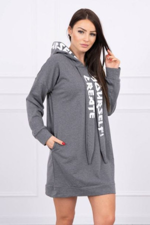 Modna Dresowa Sukienka Bluza Oversize Grafitowa