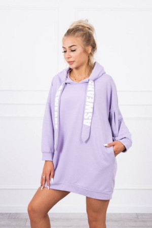 Modna Dresowa Sukienka Bluza Logo Fioletowa