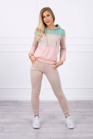 Dres Damski Komplet Bluza I Spodnie Yourself Ciemny Miętowy+beżowy