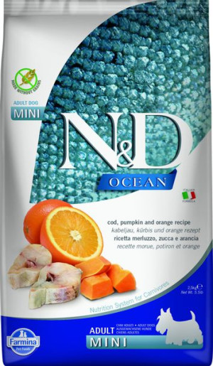 Farmina | N&D Ocean Adult | Dorsz, dynia i pomarańcza | Mini 2,5kg
