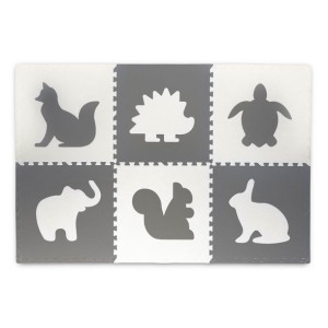 Duża mata piankowa, puzzle, zwierzątka białe i szare 6 szt. Ricokids