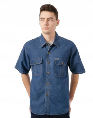 Koszula Męska Jeans z Krótkim Rękawem 8065-02 r XL