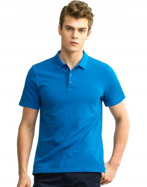 Duża Koszulka Polo Męska Polówka 72560 5XL niebieski
