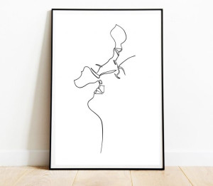Obraz Plakat Linie Jedna Linia Pocałunek 02 A3
