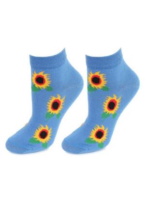 Niskie Bawełniane Skarpetki w Słoneczniki Sunflowers Marilyn BLUE 36/40