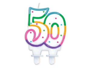 Świeczka na tort cyfra 50 kolorowa 1 sztuka PF-SCK50