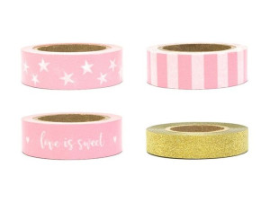 Tasiemki dekoracyjne Washi Tape 4szt 10m DTP3