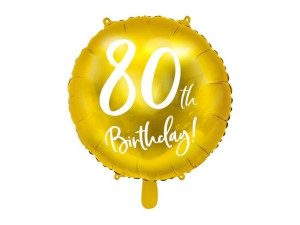 Balon foliowy 80th Birthday złoty średnica 45cm FB24M-80-019