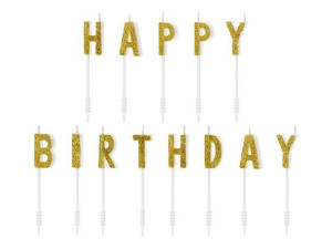 Świeczki urodzinowe Happy Birthday złote SCS-9-019B