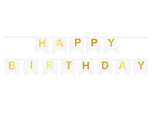 Baner Happy Birthday biały 200cm 1szt. 801534
