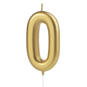 Świeczka cyferka 0 złota 10cm 420180