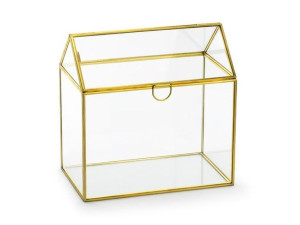 Szklane pudełko na koperty złote 13x21x21cm PUDTM9-019ME
