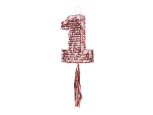 Piniata urodzinowa cyfra 1 różowe złoto 28,5x40,5x8cm 1 sztuka PIN13-1-019R