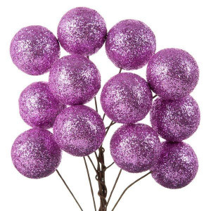 Bombki brokatowe  jasny różowy 2,5cm 12 sztuk 602845