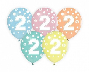 Balony z cyfrą 2 na drugie urodziny 5 sztuk GZ-CYF2