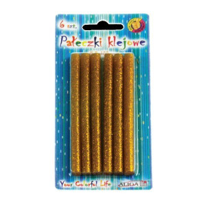 Klej na gorąco złoty brokatowy do pistoletu 7x100mm 6 sztuk JB07-Zł