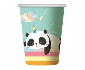 Papierowe kubeczki urodzinowe Rozmarzona Panda 266ml 6 sztuk PF-KRP9