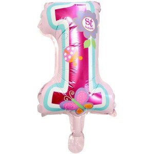 Balon foliowy cyfra 1 różowy 33cm 1szt BLF5801