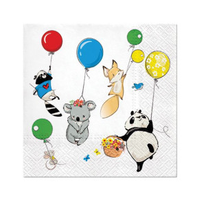 Serwetki dekoracyjne zwierzątka z balonikami 33cm 20 sztuk SDL124100