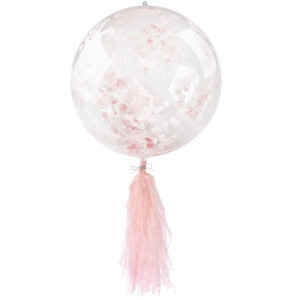 Balon kryształowy z różowym konfetti i frędzlami 45cm 1 sztuka BLF5757-róż