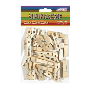 Mini klamerki spinacze dekoracyjne naturalne 35mm 25 sztuk SPIN-0722