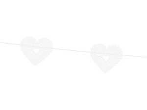 Girlanda koronkowa Serca biała 180cm GL23-008