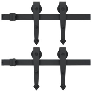 System do montażu drzwi przesuwnych, 2szt., 200cm, stal, czarny