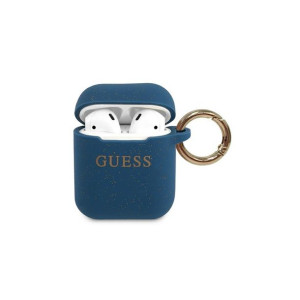 Guess etui do Airpods Pro GUACCSILGLBL niebieskie Silicone Glitter
